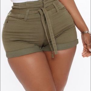 Olive high waist shorts